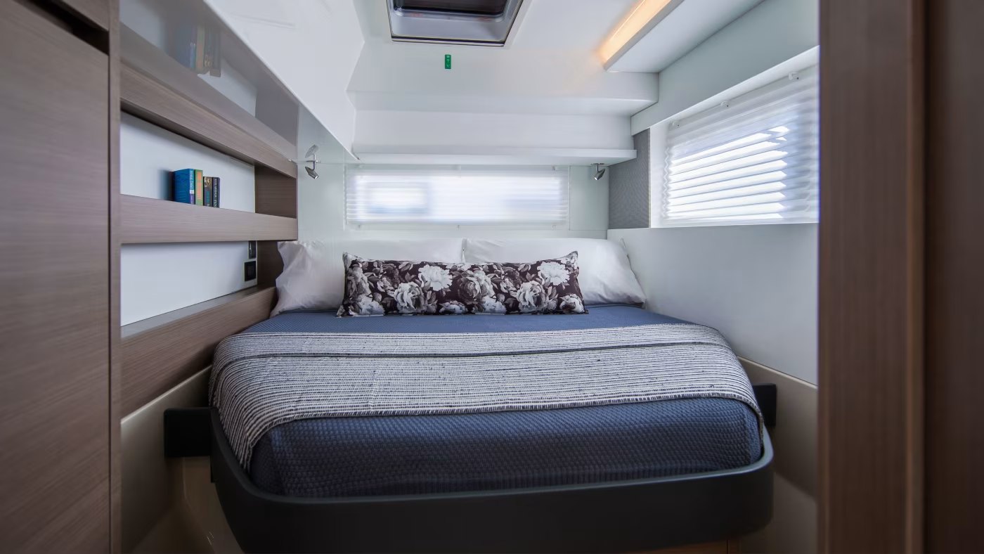 Private double cabin aboard the Leopard 42 catamaran