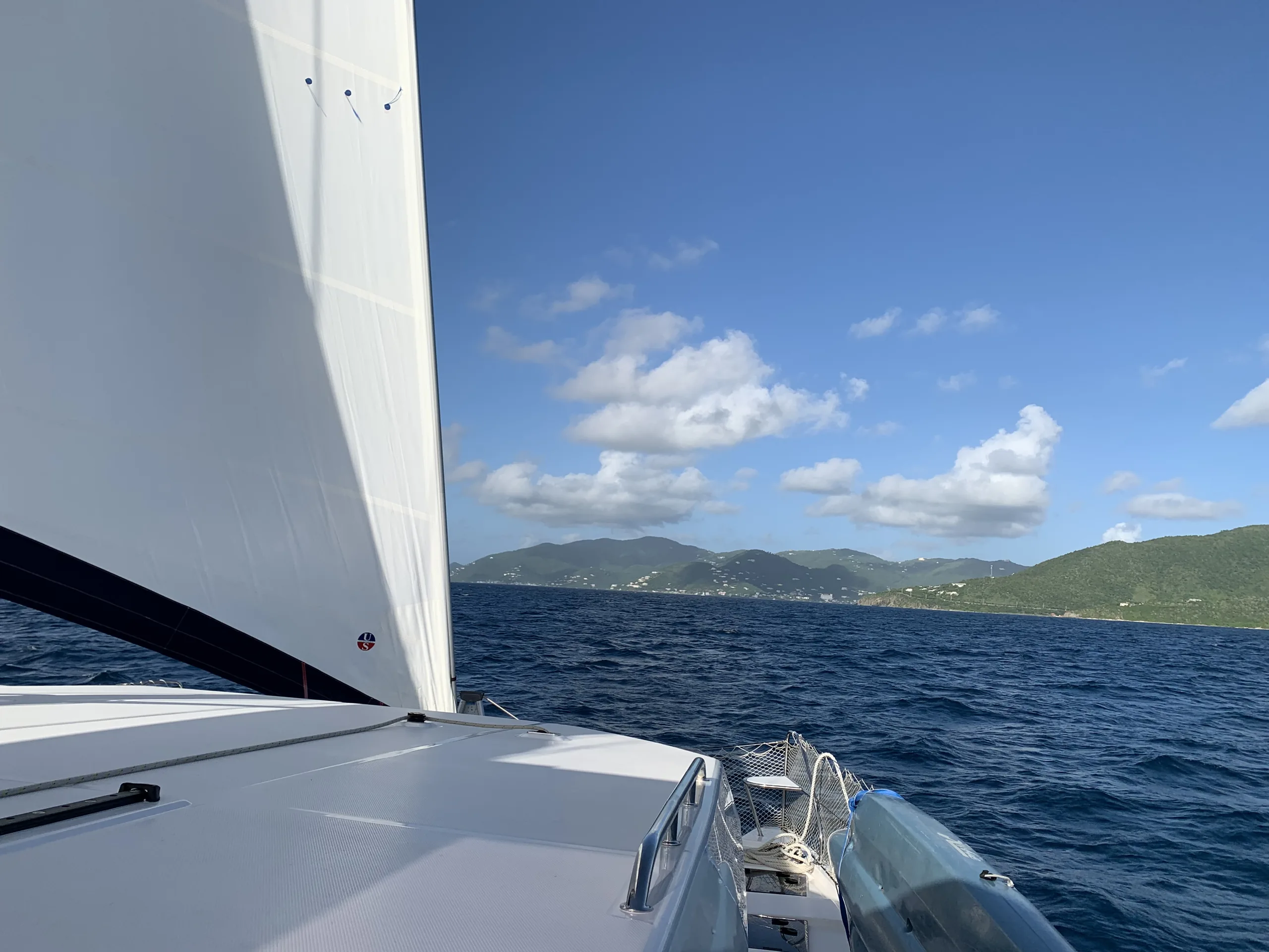 Sailing downwind toward Jost Van Dyke, British Virgin Islands