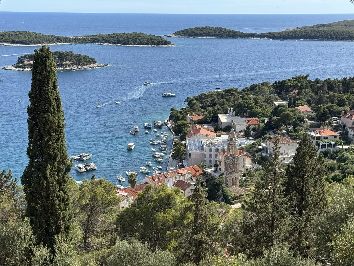 The harbour at Hvar and the Pakleni Islands, Croatia