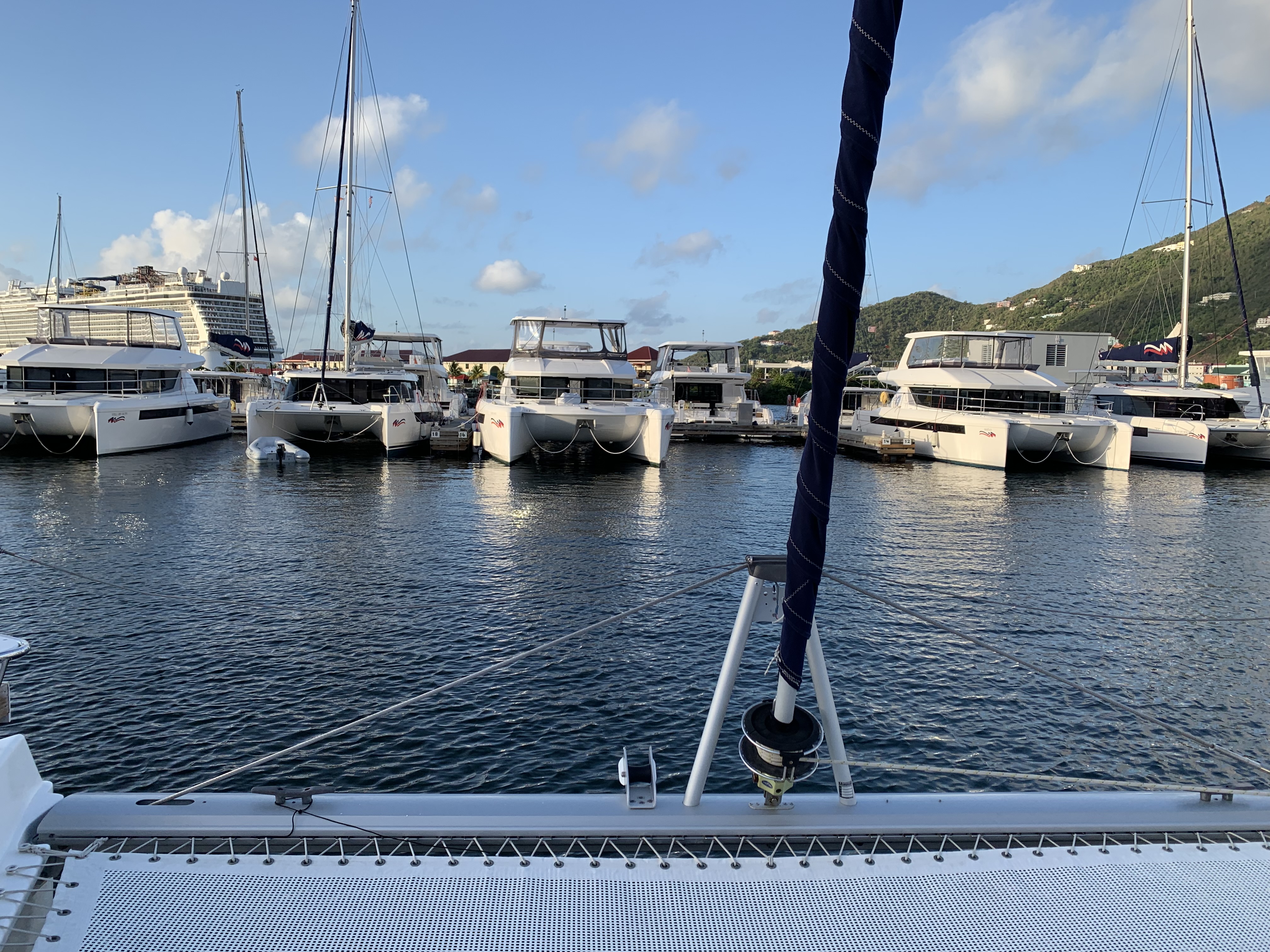 Catamaran fleet at the Moorings base, Road Town, BVI