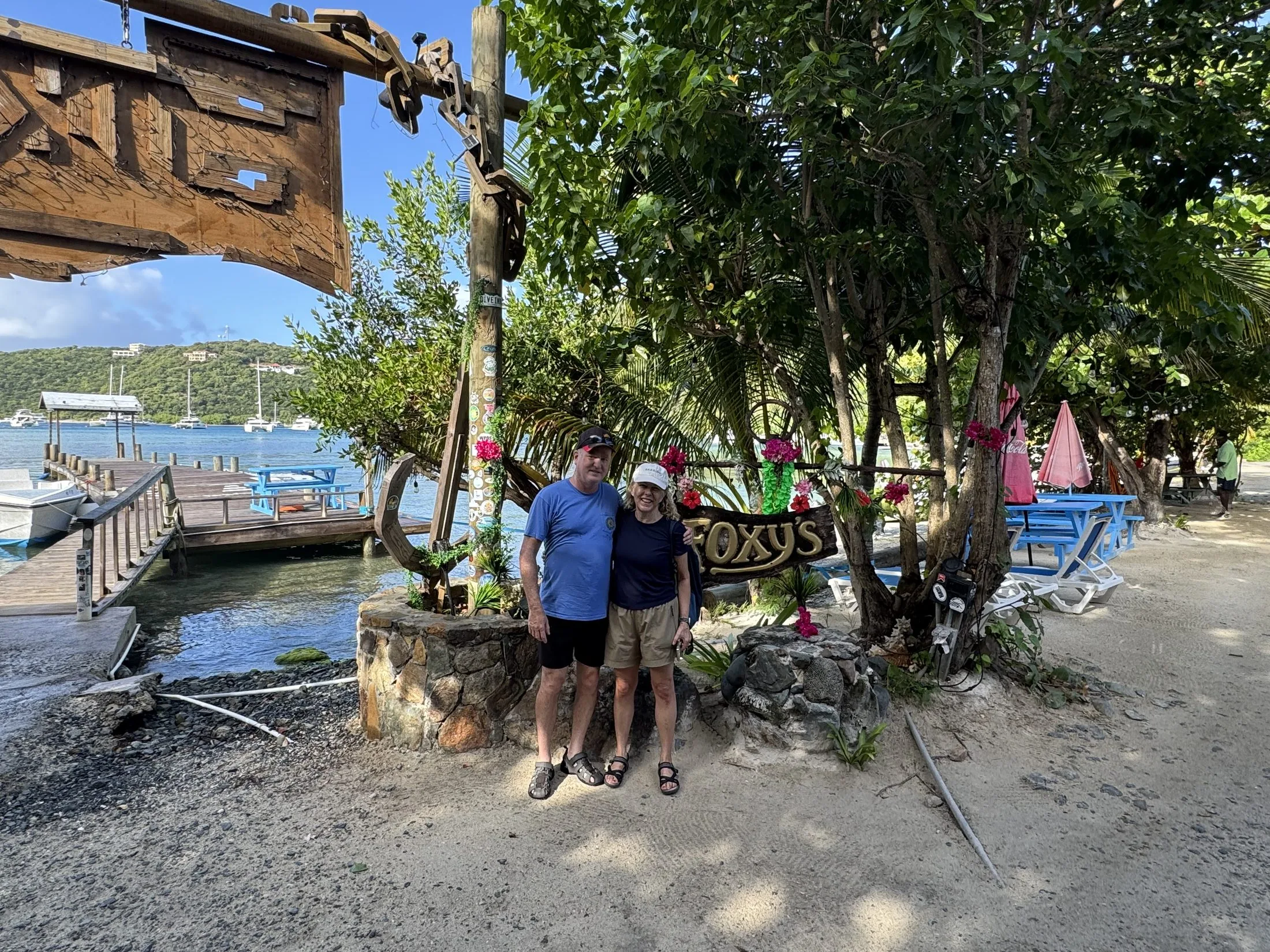 Captain Tim and Admiral Donna at Foxy's Bar, Jost Van Dyke, BVI